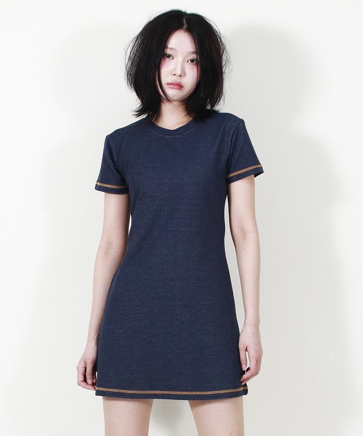 Deumakeu Girly Chic Stitch Mini Dress Navy