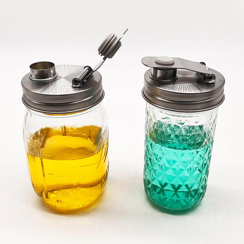 Regular Mouth Stainless Steel Pour Spout Flip Cap For Glass Ball Mason Jars