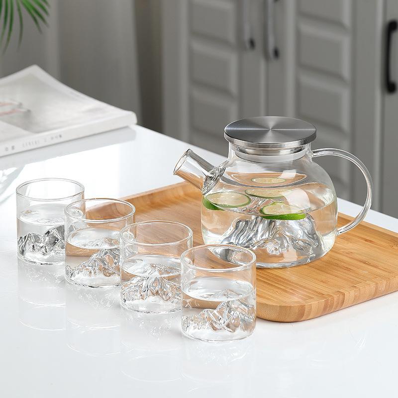 Guanshan Glass Boiling Kettle Heat-Resistant Flower Teapot Cup Transparent Juice Pot Tea Set Cold Kettle
