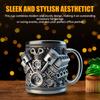 Personalized Stainless Steel Cup Creative 3D V8 Engine Design Coffee Mug Durable Double-layer Insulation for Car Enthusiasts