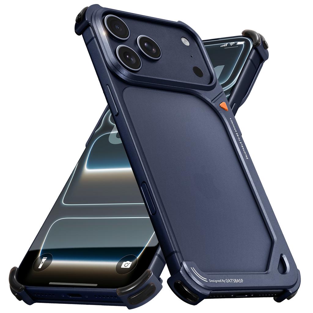 Oatsbasf Metalen Frameloze Telefoonhoes voor iPhone 17 Pro Max & 17 Pro Schokbestendige Bumper 9 Vorm Telefoonhoesje Blote Telefoon Gevoel Shell