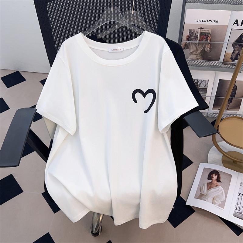 

Women s Plus Size Slimming Mid-Length Round Neck Short-Sleeve T-Shirt (200/300/350 Jin) 5XL белый