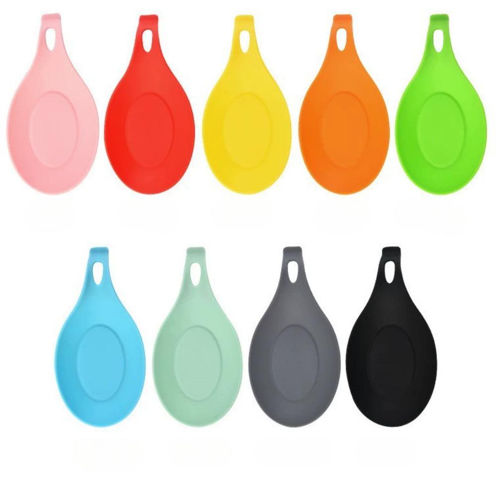 Heat-Resistant TPE Silicone Spoon Rest Non-Slip Easy Clean Kitchen Utensil Holder Saucer Pad for Cocktail Snack Trays