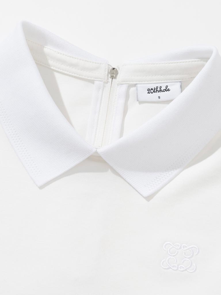 20TH HOLE Women'S Woven Contrast Short Sleeve Collared T-Shirt [White]