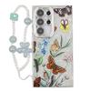Suitable for Samsung S25 Ultra Mobile Phone Case Electroplated Flower and Grass S24FE with Bracelet Flash Powder Lens Film A56 Protective Case