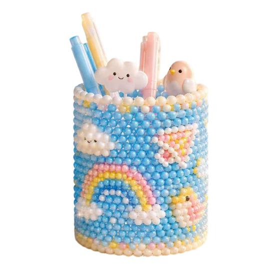 3D Beaded Pen Holder Kit, DIY Tiny 3D Pencil Holder Bead Embroidery Kit, DIY Pencil Organizer Beading Crafts, Cute Bead Art Crafts, Handmade Gift for T
