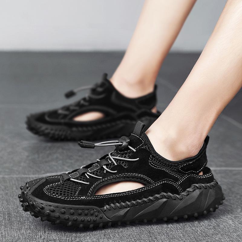 Mountaineering sandals men's summer bag head beach shoes men's outer wear sports sandals non-slip hollow wading shoes