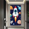 Fantasy Space Astronaut Rocket Kids Birthday Party Decorations Background Supplies Cartoon Cosmic Planet Photography Backdrop