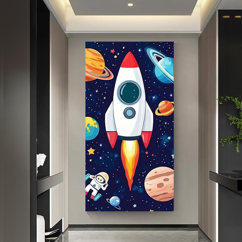 Fantasy Space Astronaut Rocket Kids Birthday Party Decorations Background Supplies Cartoon Cosmic Planet Photography Backdrop