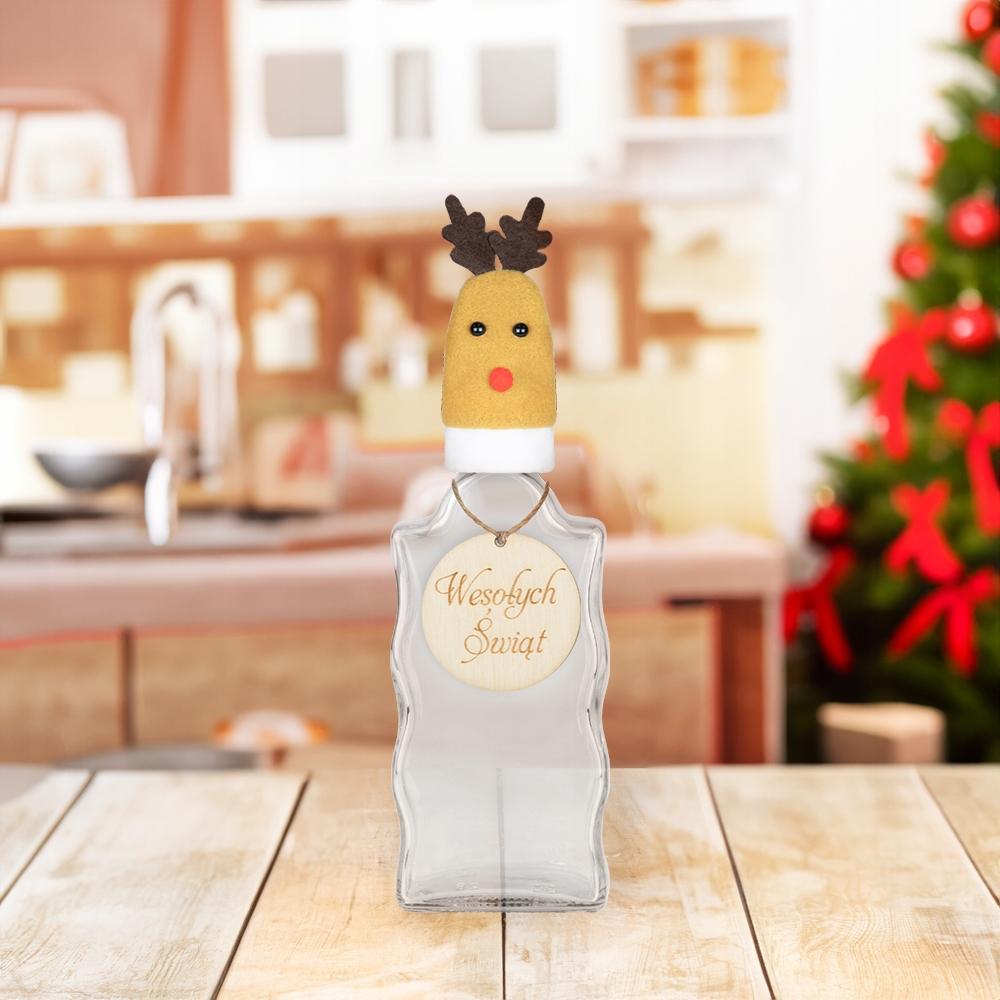 5x REINDEER cap for a bottle of liqueur, cutlery CHRISTMAS TABLE DECORATION