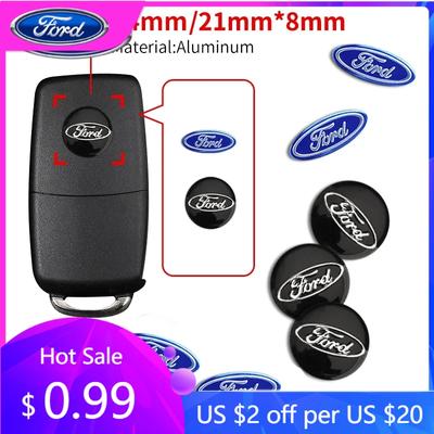 Autoaufkleber Ford 14mm/21mm Aluminium Auto Fernbedienung Schlüsselhülle Emblem Aufkleber Für Ford S Max Ford Focus Mk2 Mk3 Fiesta Mk7 Mondeo Mk4
