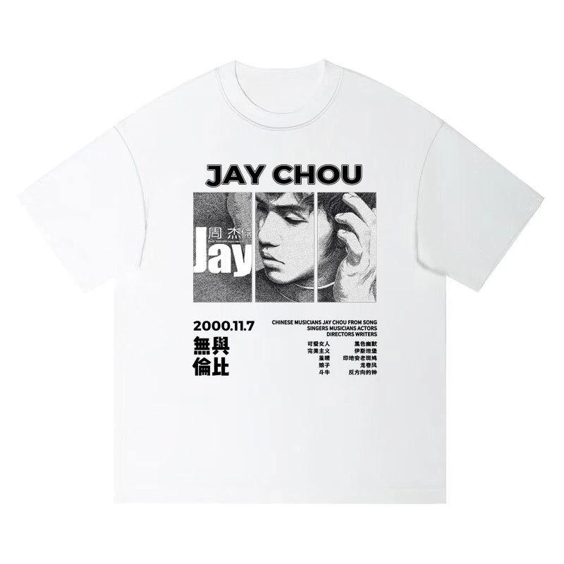

Jay Chou Themed T - Shirt Jay Album Cover Tracklist Print Black Short Sleeves 3XL
