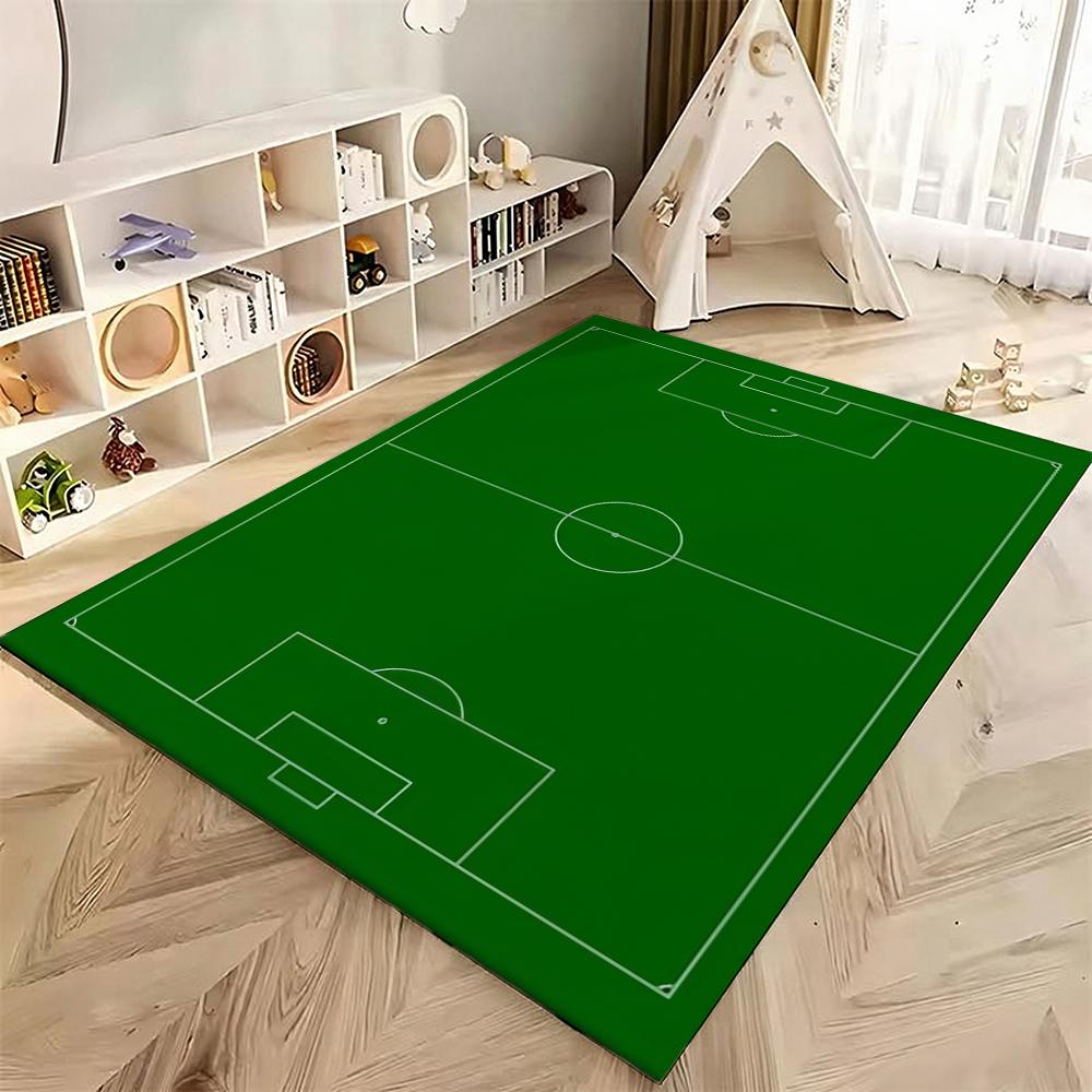 Soccer Ball Green Field Rectangular Rug Nonslip Durable Carpet For Gaming Room Study Living Room Home Party Decor Holiday Gift
