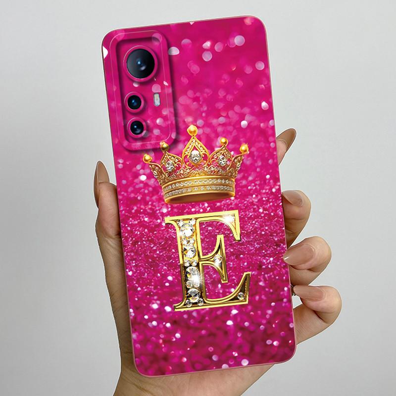 For Xiaomi 12 Lite Case Xiaomi 12T Pro 5G Casing Crown Letter Couple Phone Case Soft Liquid Silicone Lens Protective Back Cover
