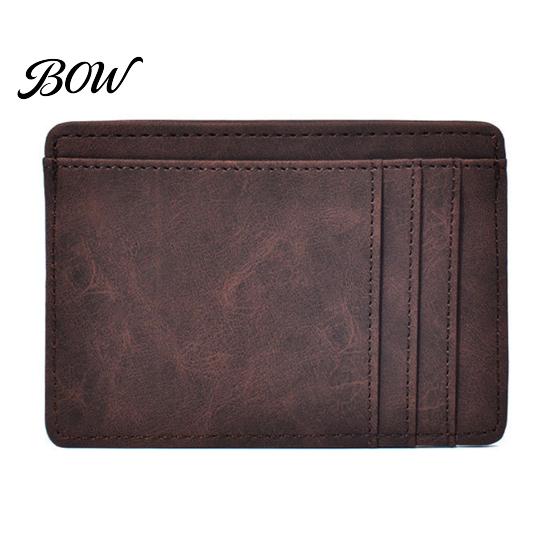 Compact Wallet for Travel Slim Card Holder Men, Minimalist Credit with ID Window, Simple Solid Color Men Multiple Slots, Pocket Business