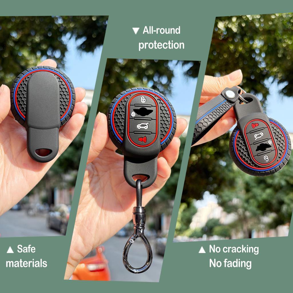 Protection Holder Interior Accessories For Bmw Mini R56 Cooper Mini Clubman 3/4 Butttons Keychain Silicone Cover Fob Key Case