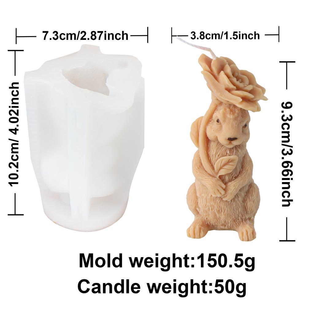 3D Flower Rabbit Candle Silicone Mold DIY Soap Resin Plaster Animal Making Tool Easter Bunnies Shape Cake Decorating Mould