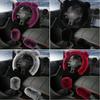 New 3Pcs Winter Plush Fur Car Steering Wheel Cover Hand Brake Handbrake Cover Gear Knob Cover Fluffy Soft Grab cute Styling