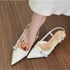 Fashion Bare Colored High Heels French Toe Sandals Women's Summer Temperament Sexy Pointed High Heels Thin Heels Back Strap Pumps Women
