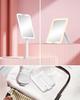 Gospire Folding Makeup Mirror, Tabletop, with Light, LED Makeup Mirror, 3 Colors, Stepless Dimming, Adjustable Angle, Folding Tabletop Mirror (White)