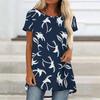 Túnicas Casuales Informales para Mujer con Estampado, Cuello Redondo, Dobladillo Irregular y Manga Corta