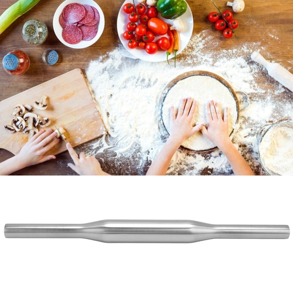 Silver Rolling Pin 304 Stainless Steel Dough Roller Durable Pizza Dough Roller  Bakery Pizzeria