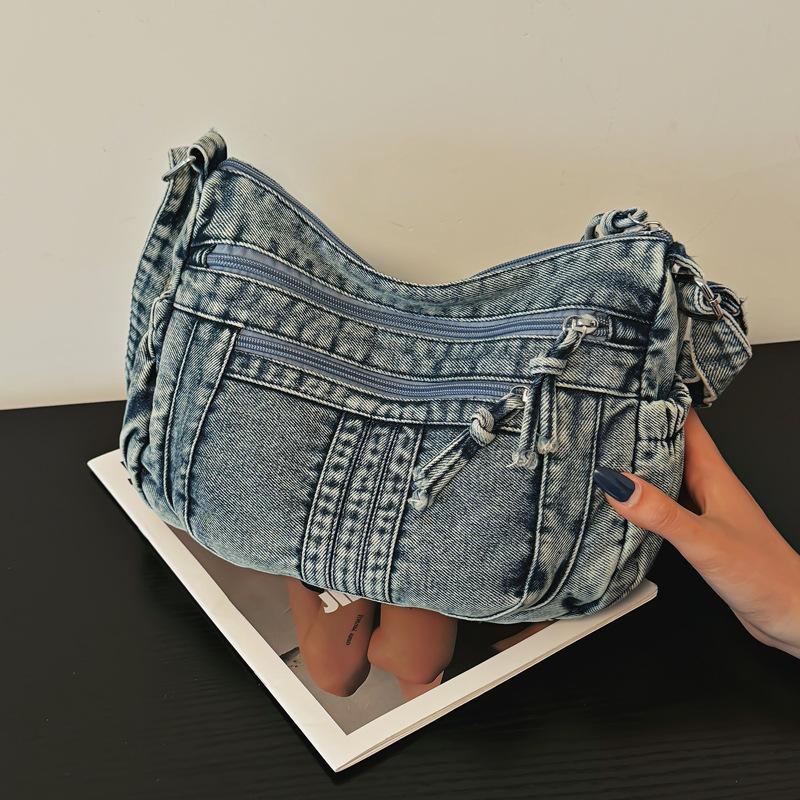 Retro denim messenger bag casual shoulder bag