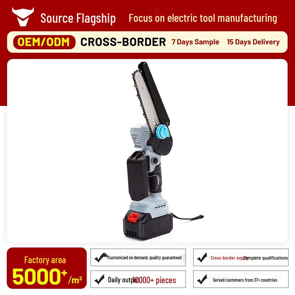 

Rechargeable 6-Inch Mini Lithium Chainsaw for One-Handed Tree Cutting and Garden Pruning.
