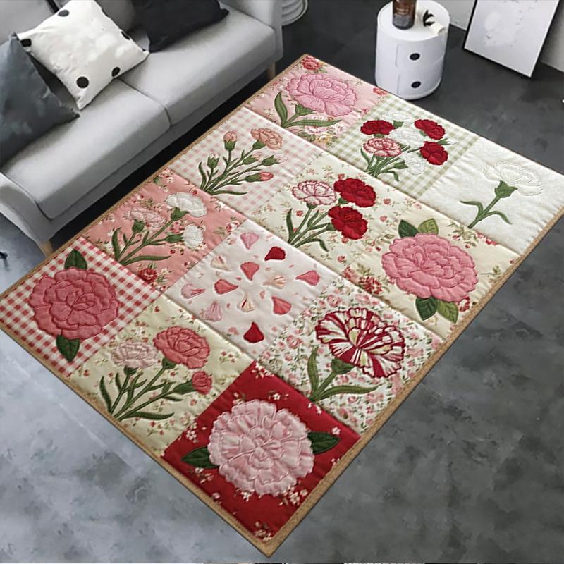 2025 New Coffee&Carnations Carpet Rug for Living Room Bedroom Home Sofa Decoration,Kids Play Non-slip Floor Mat11