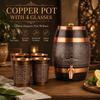 Pure Copper Water Dispenser 5 Litre | Pure Copper Handcrafted Glasses Set with Gift Box Set of 4 Antique Etching Design - 250ml