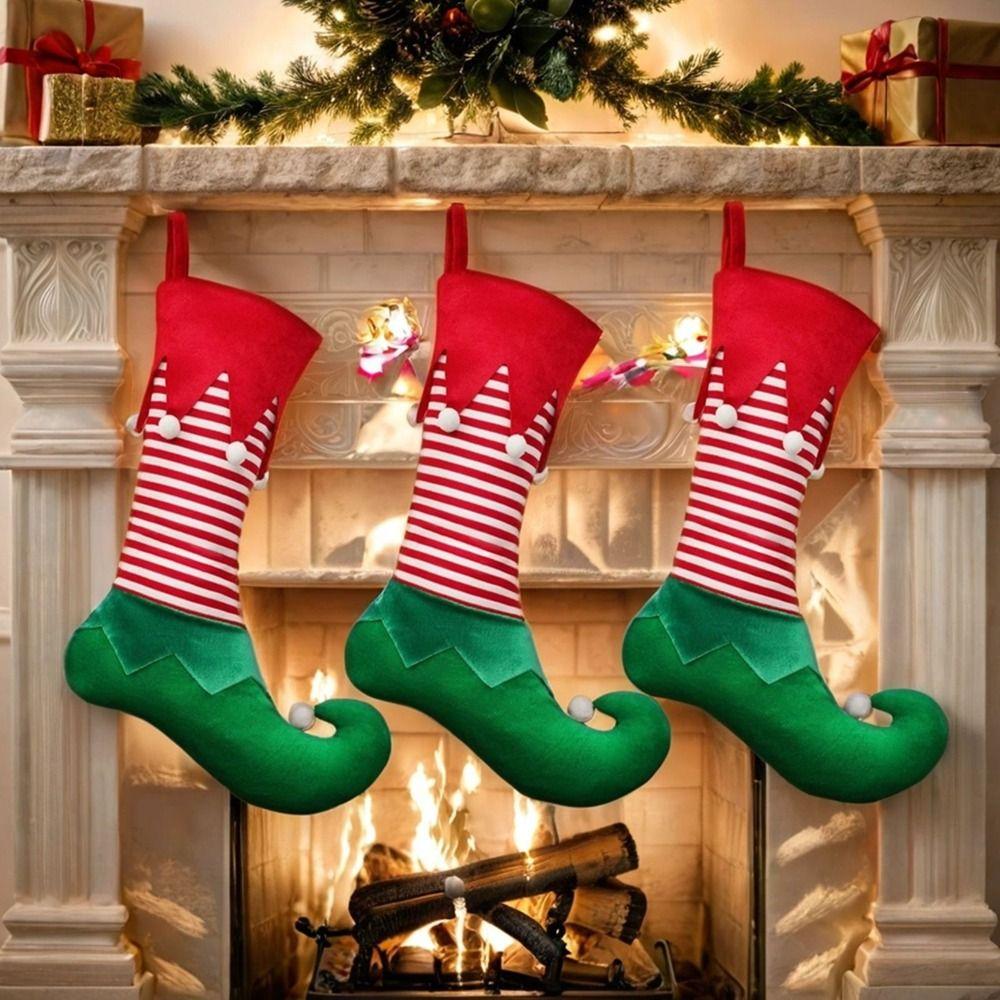 Decorative Elf Christmas Stocking Gift Bag Hanging Christmas Stocking Ornaments  Kids