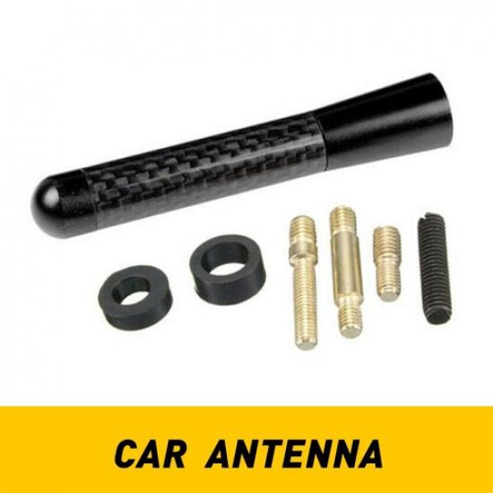 3inch Car Antenna Carbon Fiber Radio FM AM Antena Black Kit Universal W/ Screw A