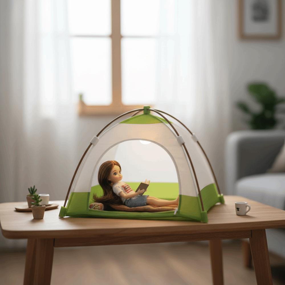 Dekorasjon Simulert Utendørs Telt Oxford Stoff Dukke Lite Telt Campingtelt Modell Julegave