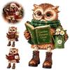 Gufo Stile Vintage Regalo per Bibliotecari Amante dei Libri Statuetta Sitshelf, Statua in Resina per la Lettura Angolo Affascinante Decorazione da Scrivania con Occhiali Libro, Bizzarro