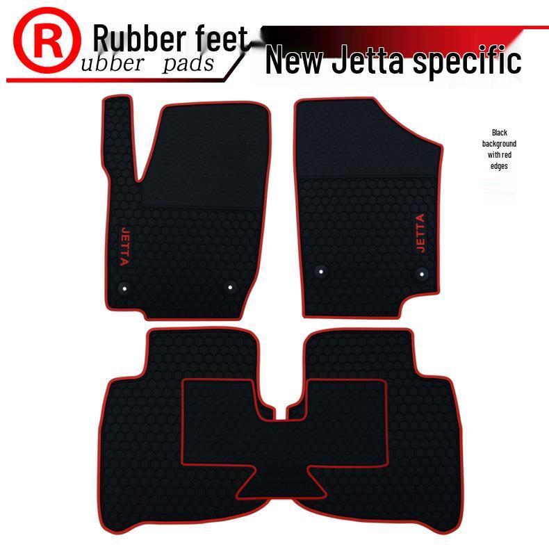

Volkswagen Jetta & Lamando Rubber Floor Mats (2013-2025) Lamando black with red edge