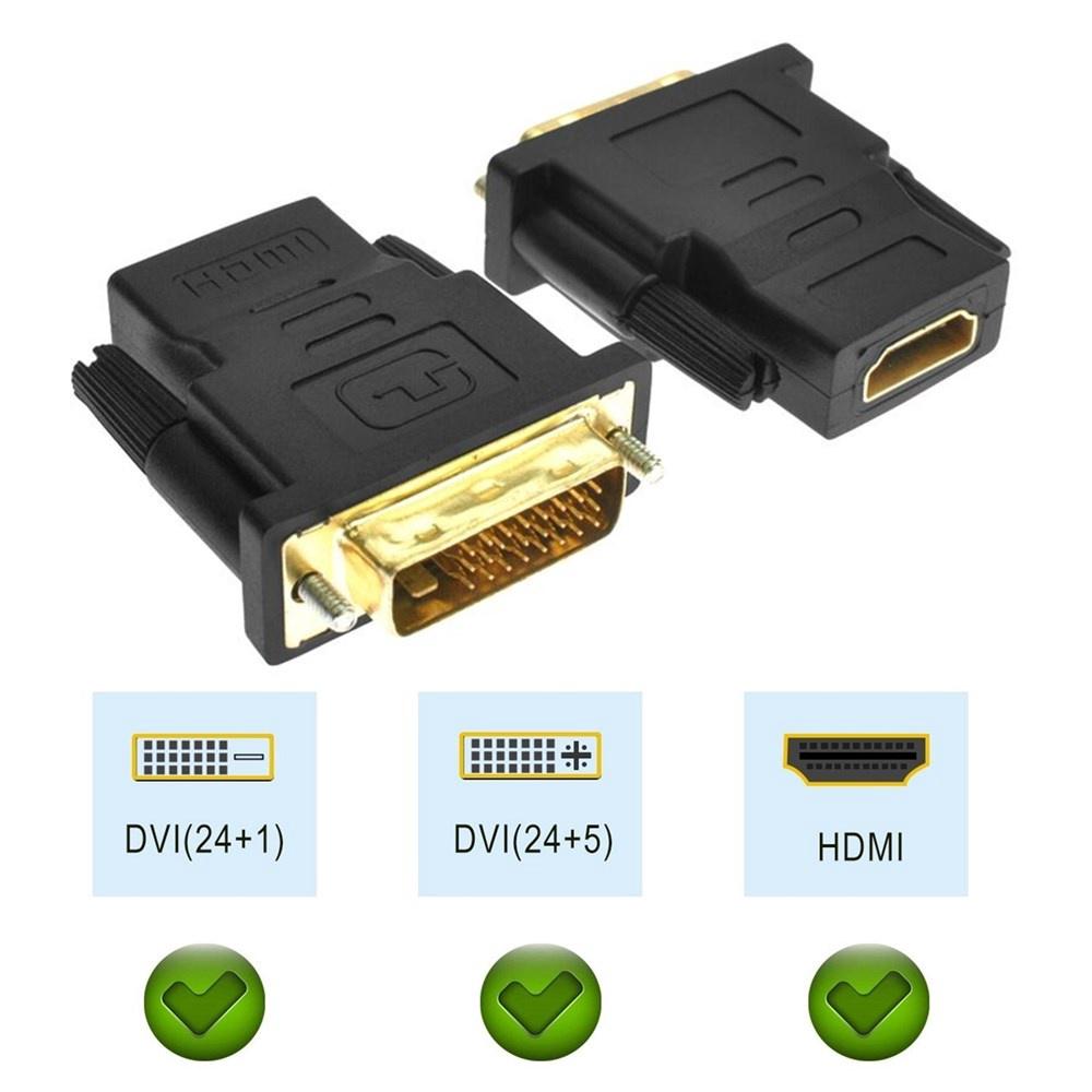 Dual Female DVI DVI-D 24+5 pin to Standard HDMI Adapter Cable Steckverbinder
