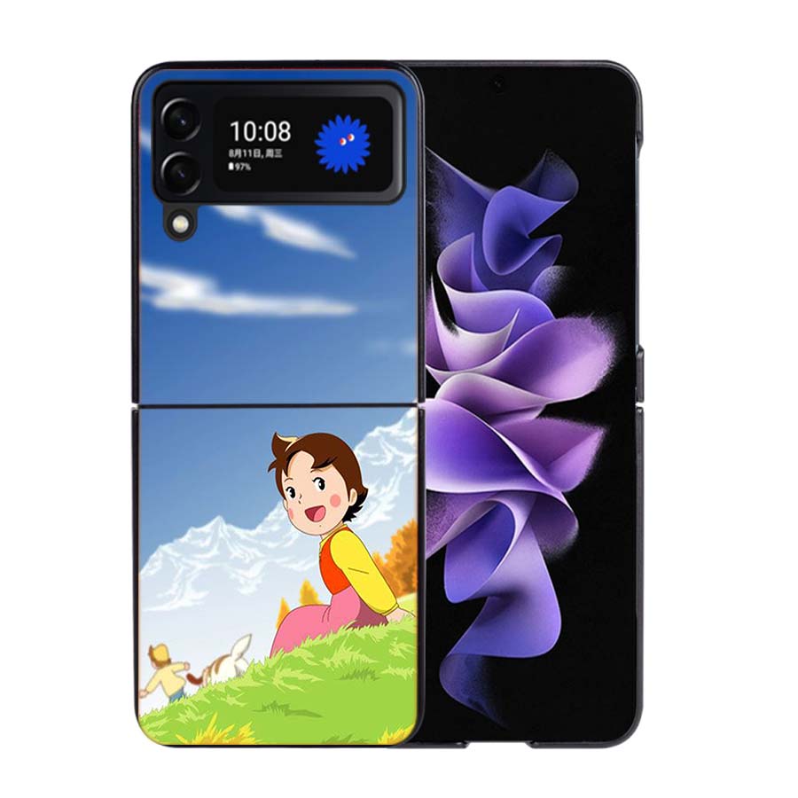 Heidi Cartoon Phone Case For Samsung Z Flip 7 6 5G Galaxy Z Flip4 Z Flip5 Z Flip3 Coque Black Hard PC Shell Protective Cover