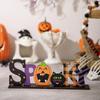 2pcs Scary Wooden Pumpkin Decoration Cartoon Halloween Cat Ornaments  Rustic Farmhouse