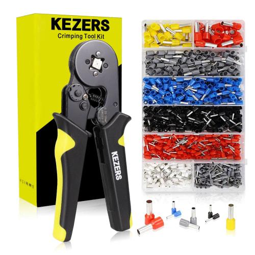 KEZERS Precision Crimping Pliers Set, 1250 Pieces, Ferrule Crimping Tool, Square, 0.25-10mm?, Ratchet Type, Compact, Crimping Pliers for Crimping Slee