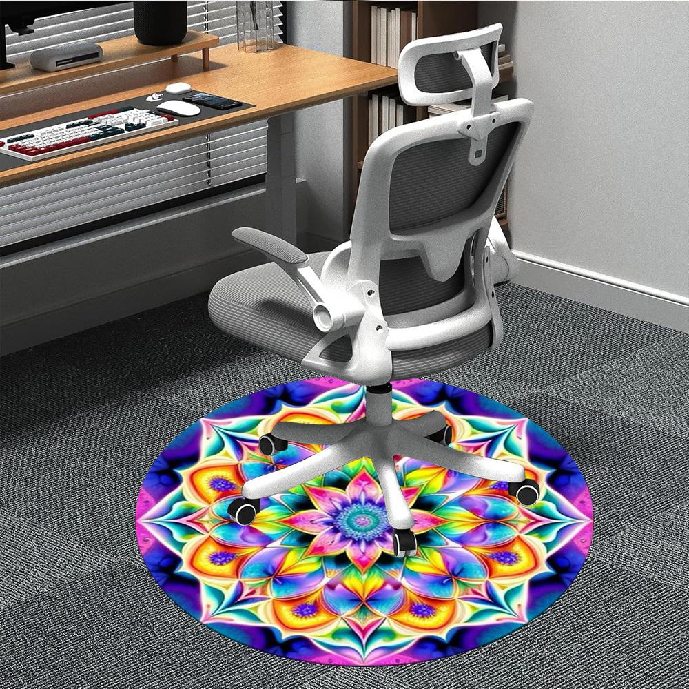 

1pc Psychedelic Mandala Chair Carpet for Office Non-Slip Mat for Office - Decorative Floor Mat yy251030183 80cm by 80cm