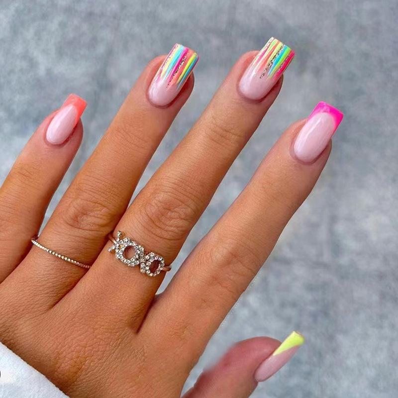 24Pcs Love Ballerina Press On Nails Set Full Cover Artificial Fake Nails Professional Adhesive Free False Nail Art