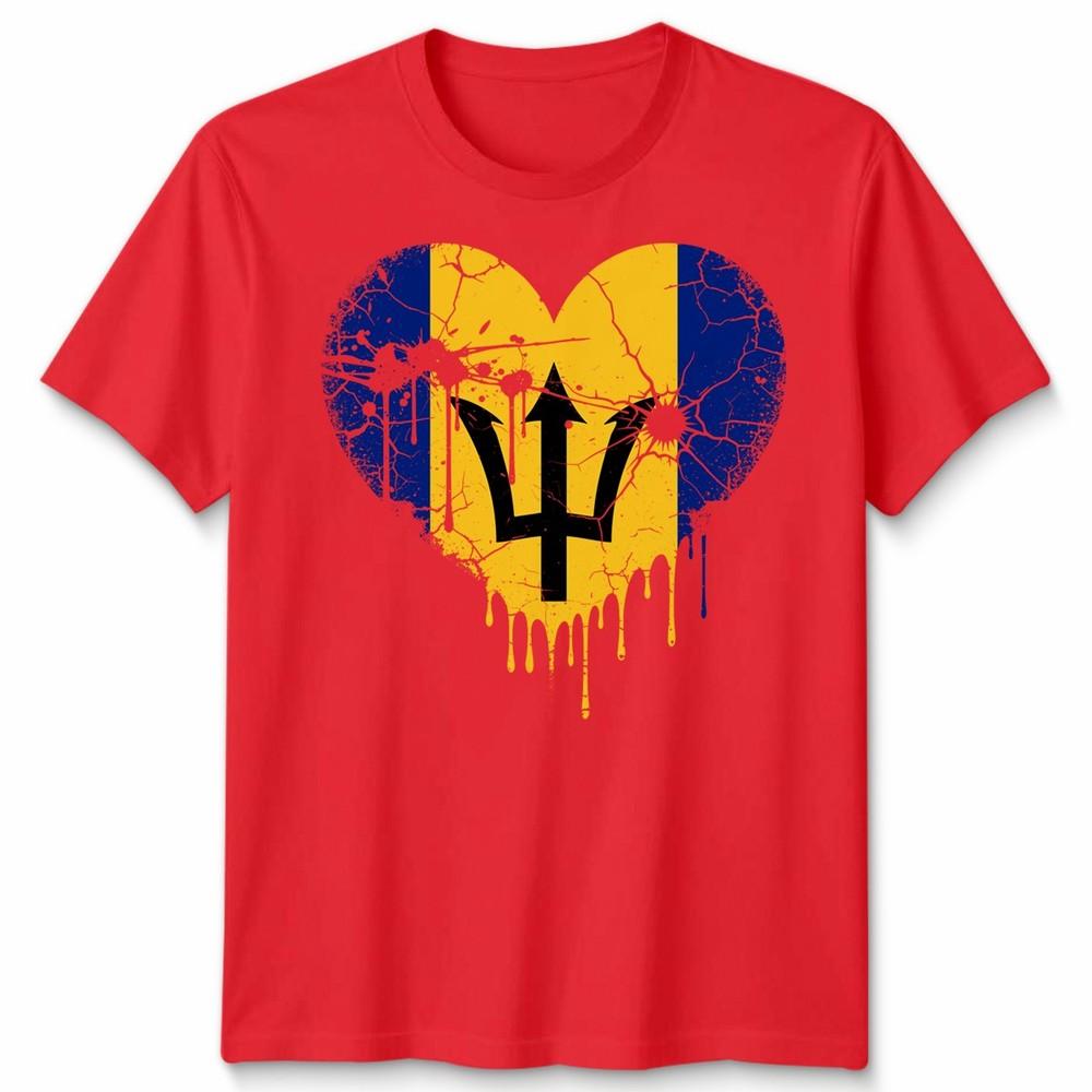 Love Barbados Flag Barbadians Day Football Unisex Cotton Tshirt Bajan Pride Gift
