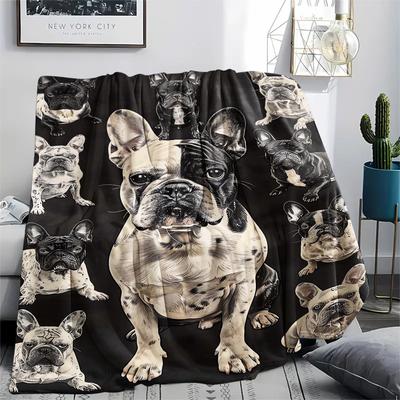 1 Stück Flanelldecke mit Bulldoggen- und Dobermann-Aufdruck, Hohe Qualität, Bequem für alle Jahreszeiten, Heimdekoration, Wärme und Komfort, Perfekt für Weihnachtsgeschenke