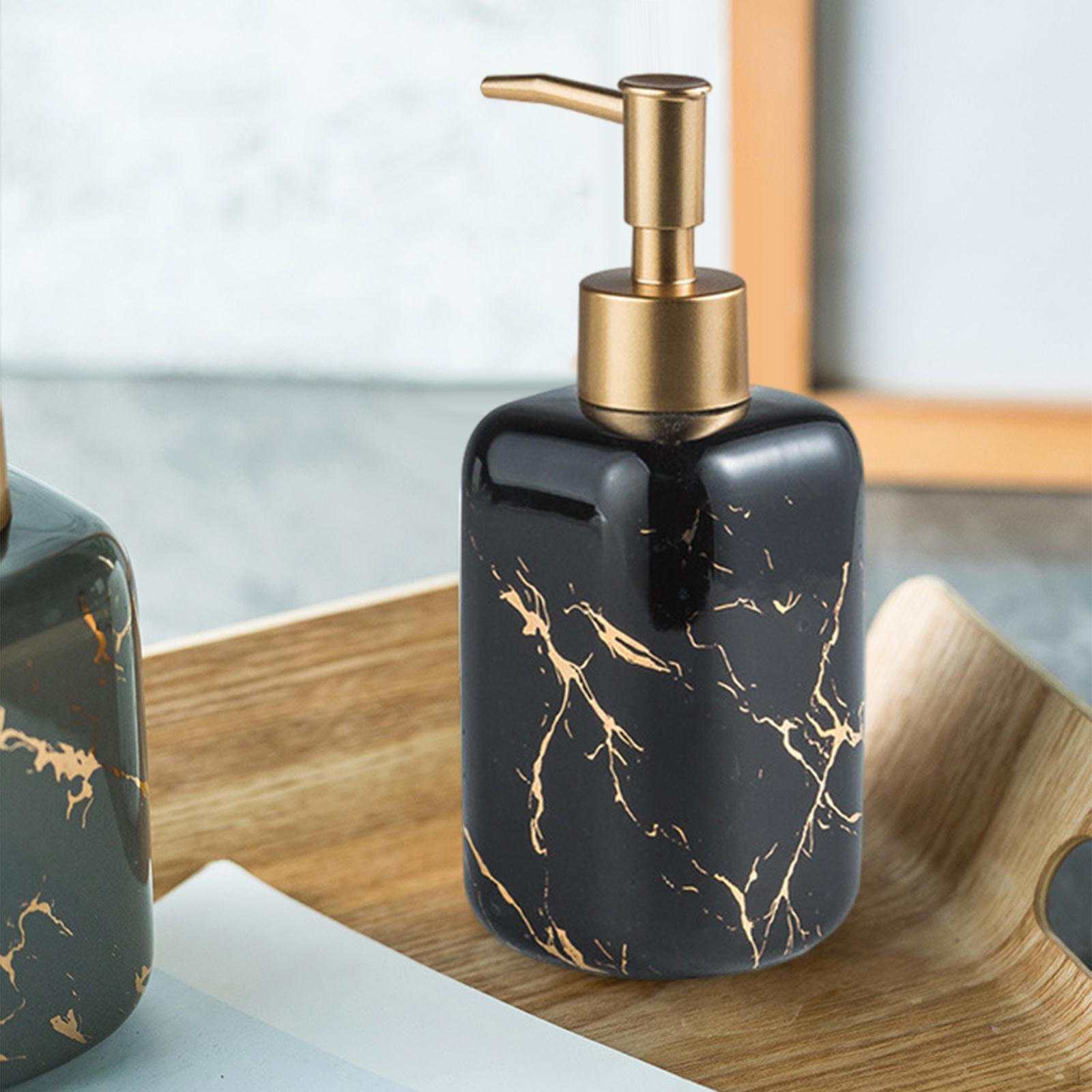 

Marble Soap Dispenser Bottle Refillable Shower Gel 300ml Pump Simple for Bathroom Countertop чорний