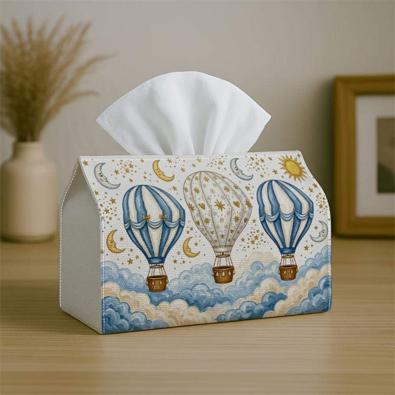 1pc Two Sizes Available Aesthetic Sky Moon Tissue Box-Hot Air Balloon Star Dreamy,Durable Napkin Organizer for Car,Kitchen,Dining,Home Decor-Decorativ