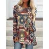 Round Neck 3D Ethnic Style Printed Top Fashionable Casual Long Sleeved Women's T-shirts