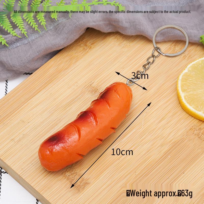 Simulation Food Keychain: Hot Dog, Cured, Ham, Taiwanese Grilled Sausage Prop
