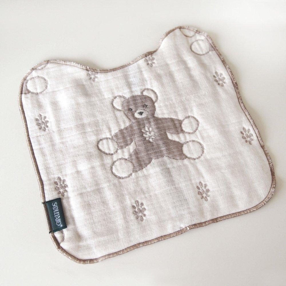 10mois SOULEIADO Fluffy Gauze Clip Handkerchief Bib Set Mon Nunus Brown - (6-ply Gauze) & 3-piece
