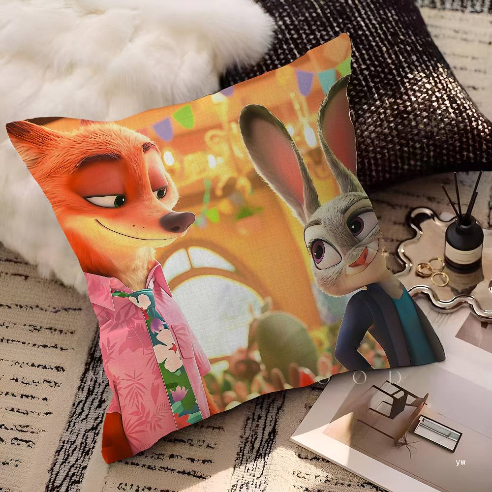 ZZootopiaS 2 1 Movie Pillow Covers Cartoon Sofa Decorative Home Doublesided Printing Short Plush Cute Cushion Cover