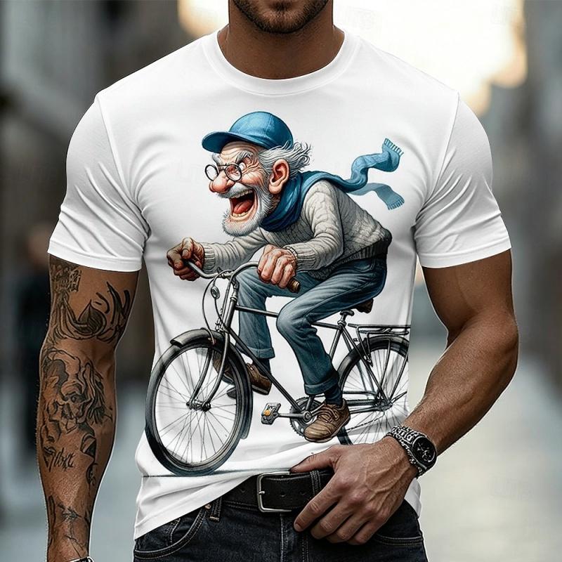 3D Printed Funny Old Man Fishing T-Shirt For Men Humor Graphic Short Sleeve Tees Summer Casual Personality Tops O-Neck T Shirts